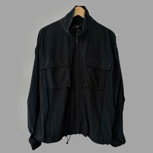 Lisa Bayne Black  Full Zip Ruched Long Sleeve Jacket L